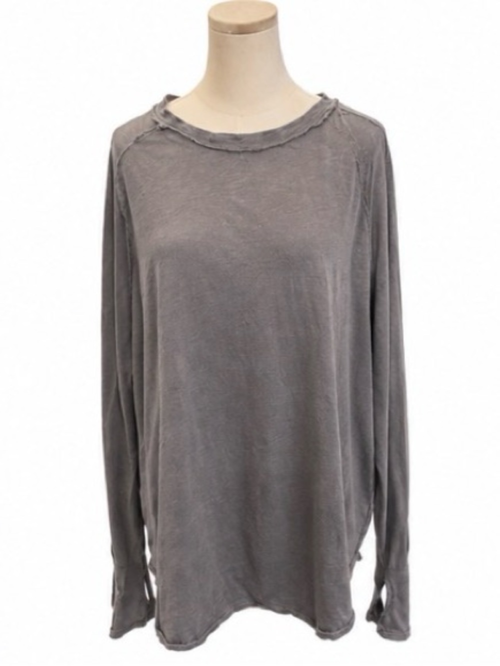 We the Free Gray Oversized Long-Sleeve Tunic Top with Thumbholes Size Medium